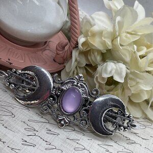 Festival Double Silver Purple Half crescent Moon magic Spell Love Hair Clip Comb